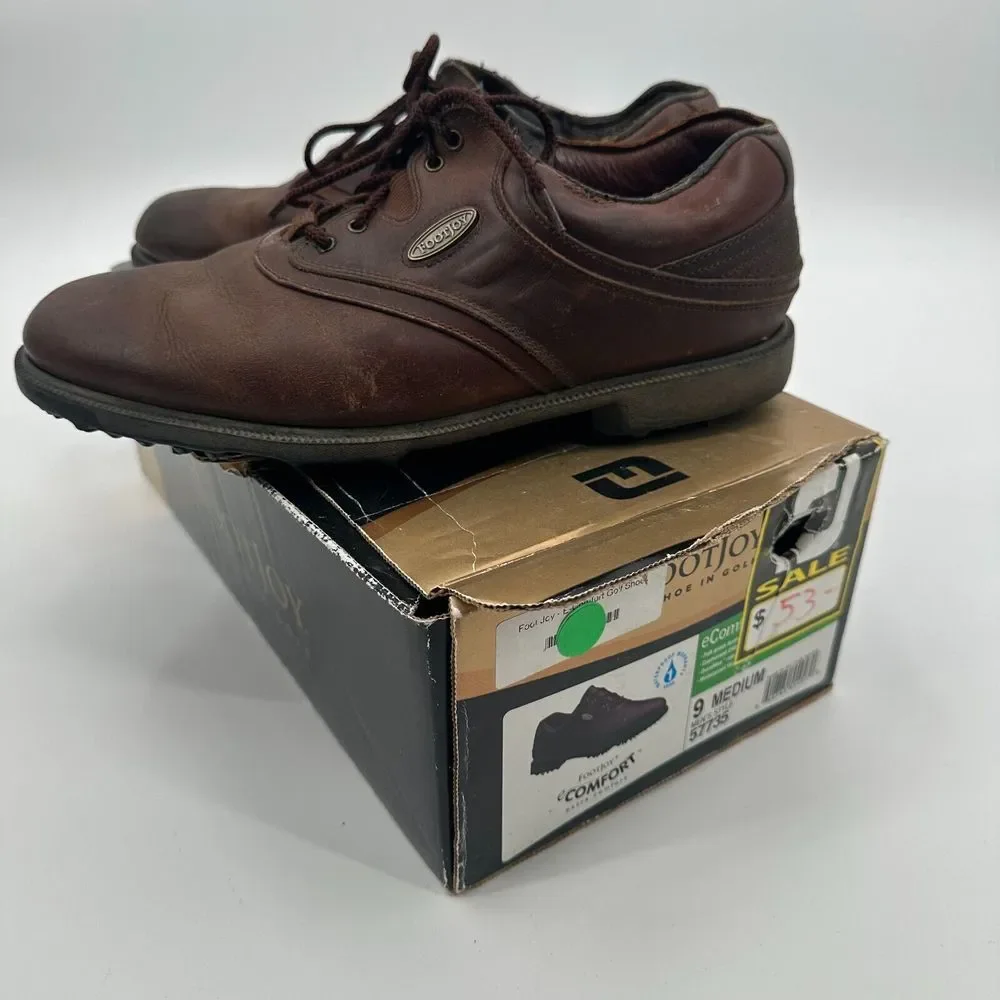 FootJoy eComfort‎ Golf Shoes Mens 9M Brown Leather Lace Up Waterproof 57735